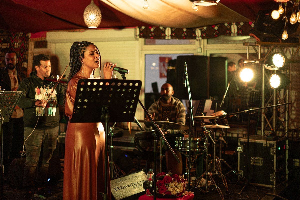 Actor and musician Eiman Yousif performs in Cairo during Ramadan.